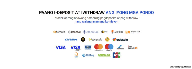 Mga Paraan ng Pagdeposito at Pag -alis ng Mga Pondo mula sa Binarycent Broker