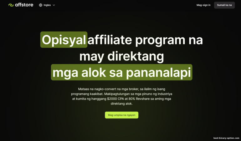 Opisyal na website ng affiliate program ng mga nangungunang broker na Affstore