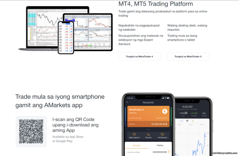 Mga platform ng kalakalan ng broker ng AMarkets