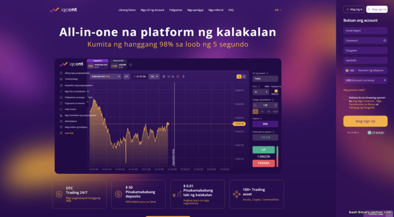 Opisyal na website ng Broker IQ Cent