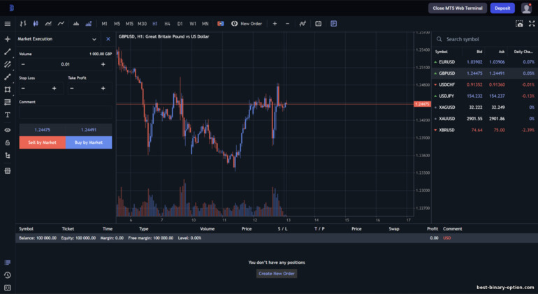 Plataporma ng pangangalakal ng Forex sa broker na Binolla