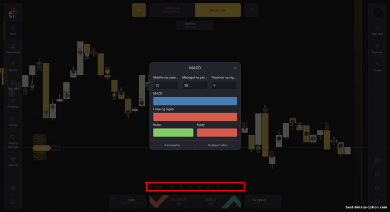 pagpili ng pagbubukas ng presyo ng isang transaksyon sa Tickz broker