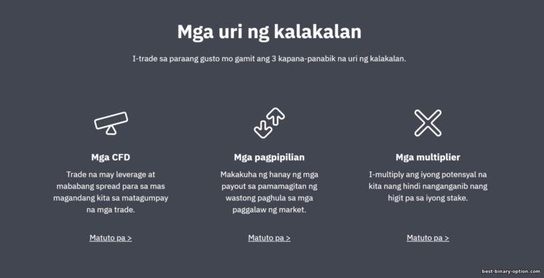 mga uri ng mga instrumento sa pangangalakal sa Deriv broker