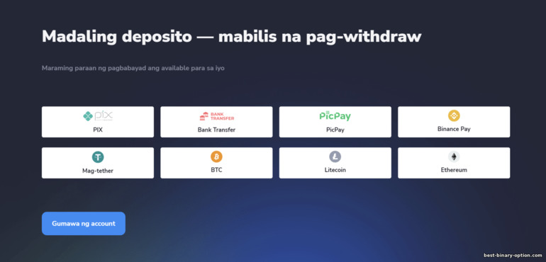 mga pamamaraan para sa muling pagdadagdag at pag-withdraw ng mga pondo mula sa broker na Stockity