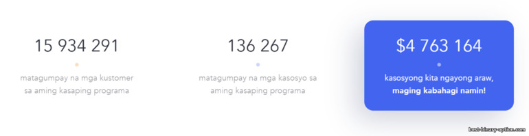 Bilang ng mga kasosyo at pagbabayad ng programang kaakibat ng Quotex