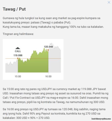 Ang prinsipyo ng pagpapatakbo ng binary option Up Down