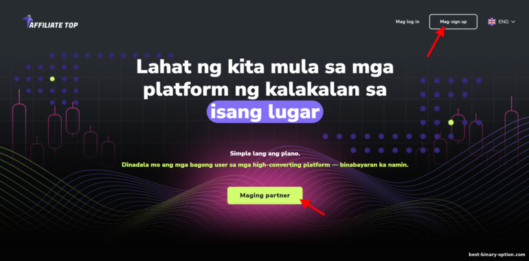 pagpaparehistro ng isang kaakibat na account sa Affiliate Top