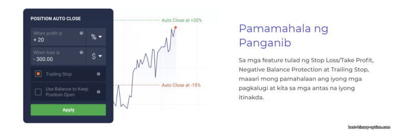 Kontrol ng mga kita at pagkalugi sa broker ng IQ Option