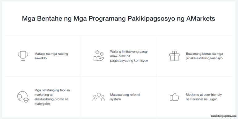 mga kondisyon sa pagtatrabaho sa affiliate program na AMarkets Partners