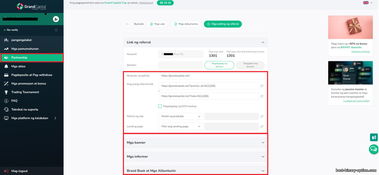 Referral link sa kaakibat na programa ng forex broker grand capital