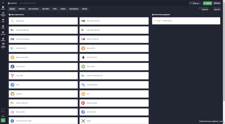 mga paraan ng pagdedeposito at pag-withdraw ng mga pondo mula sa mga broker ng Binary Options