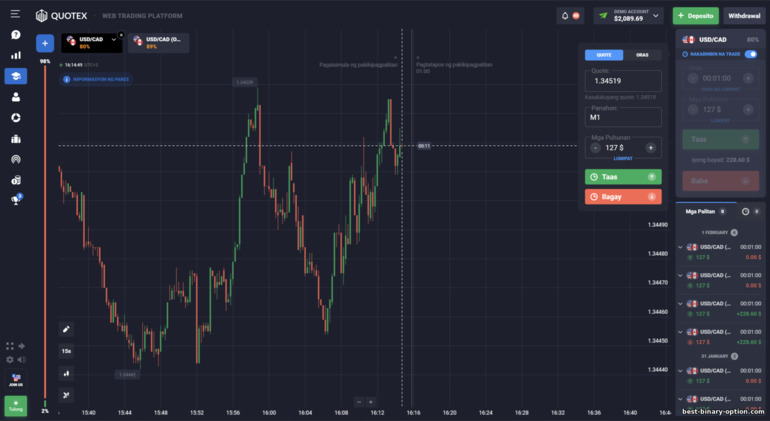 Nakabinbing mga transaksyon sa Quotex broker