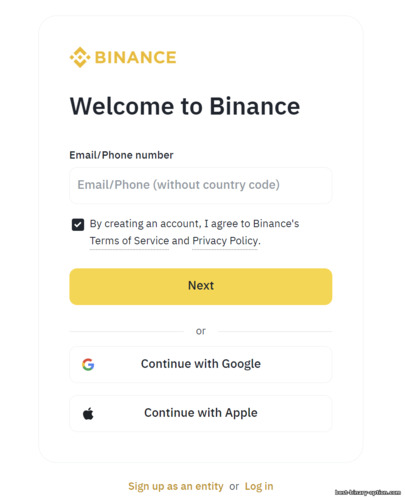 Form ng Pagrehistro sa Binance