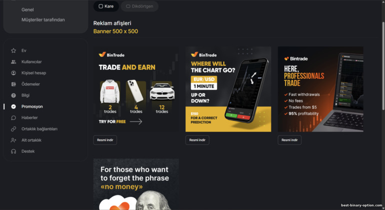 Mga Promo Material ng BinTrade Affiliate