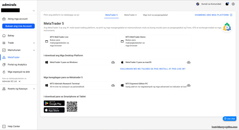 Pagpili ng Platform sa Admirals