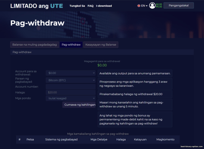 Mga paraan ng pag-withdraw sa ute.limited Mga paraan ng pag-withdraw sa ute.limited