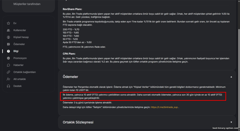 Kondisyon sa Payout ng BinTrade Affiliate