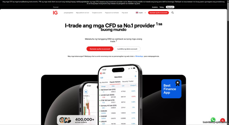 Opisyal na Website ng IG Markets