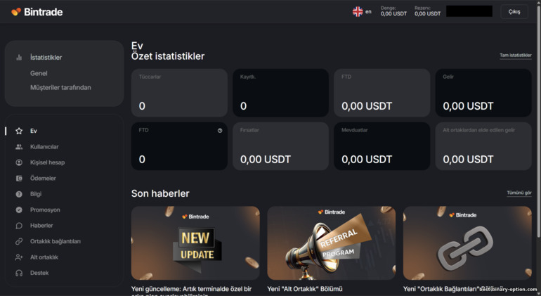 Homepage ng BinTrade Affiliate Program