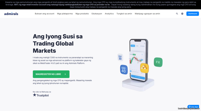 Opisyal na Website ng Admirals Broker