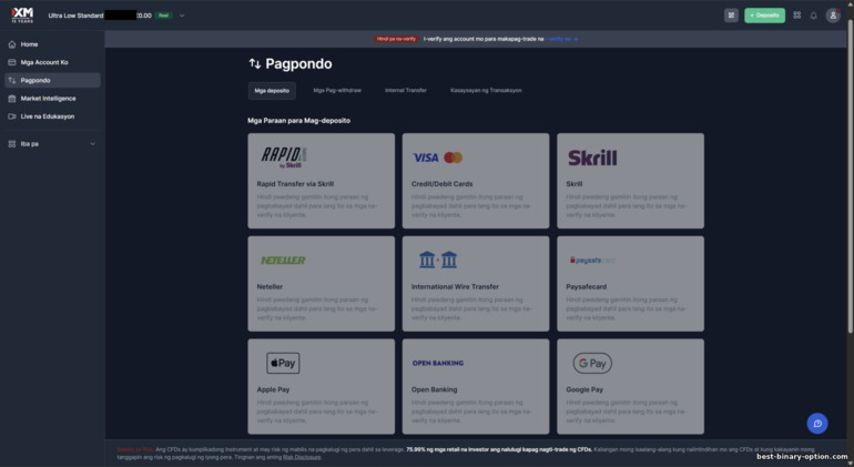 Mga paraan ng deposito sa XM trading account Mga paraan ng deposito sa XM trading account