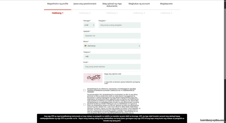 Form ng rehistro ng Instaforex trading account Form ng rehistro ng Instaforex trading account