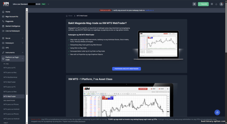 Pag-trade sa XM web platform Pag-trade sa XM web platform