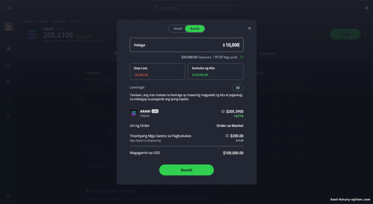 Panel sa Pagbukas ng Trade sa eToro Panel sa Pagbukas ng Trade sa eToro