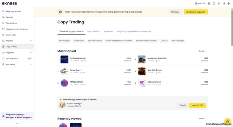 Copy trading sa Exness