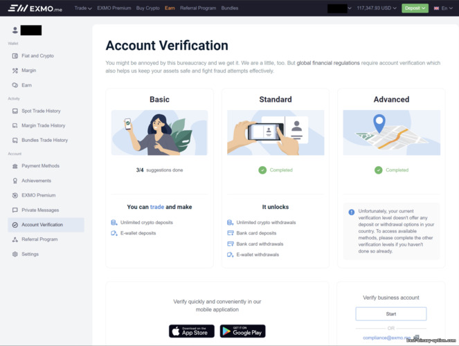 Pagberipika ng Trading Account sa Exmo