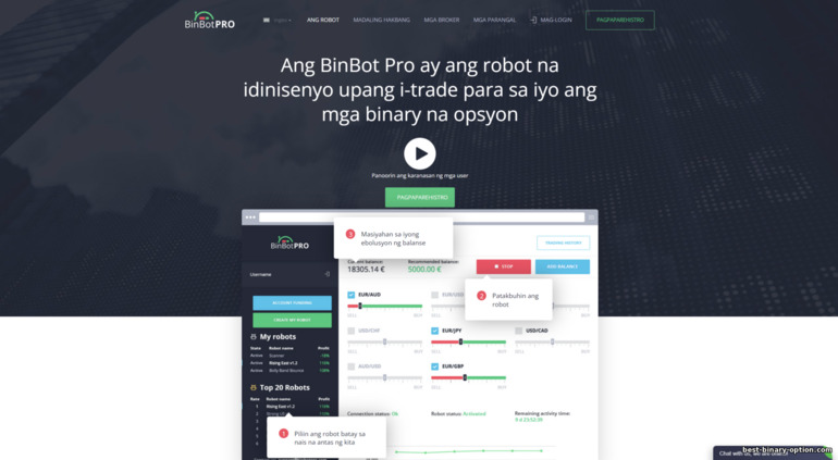 Opisyal na Website ng BinBot Pro Platform