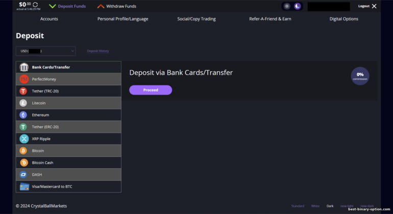 Mga Paraan ng Deposito para sa mga Trading Account sa Crystal Ball Markets